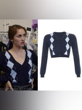 Brandy Melville crop argyle cardigan top